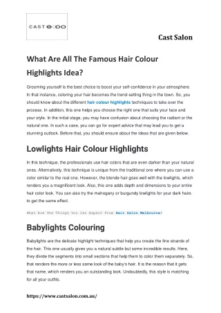 What Are All The Famous Hair Colour Highlights Idea