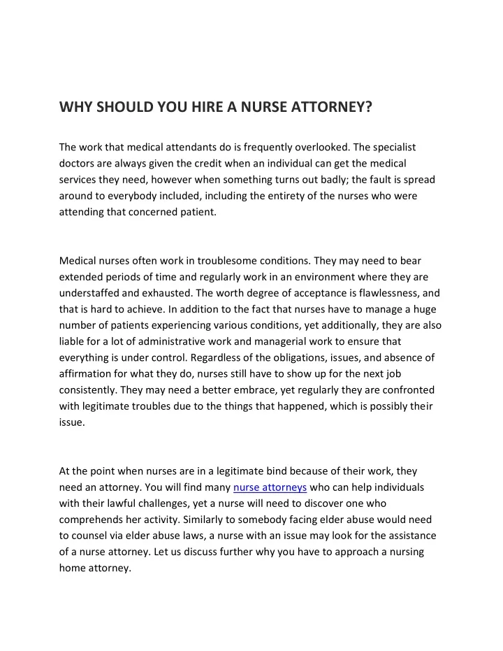 why should you hire a nurse attorney