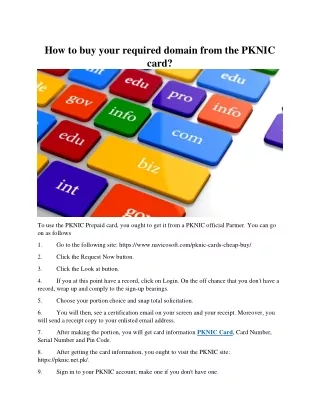 how to buy your required domain from the pknic