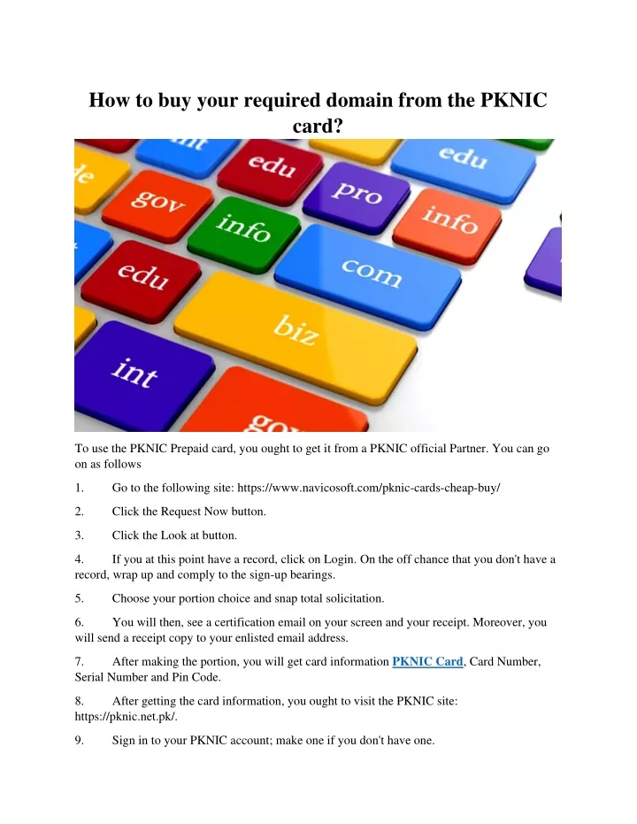 how to buy your required domain from the pknic