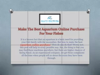 Make The Best Aquarium Online Purchase For Your Fishes