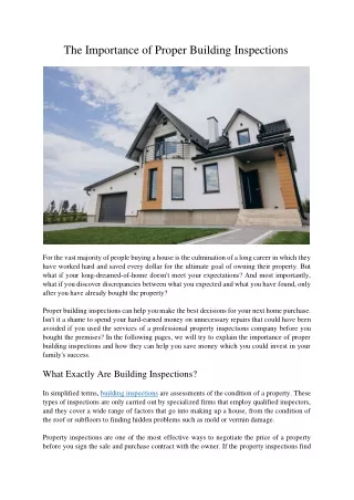 the importance of proper building inspections