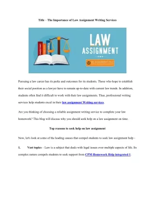 Important Tips of Law Assignment Writing Service