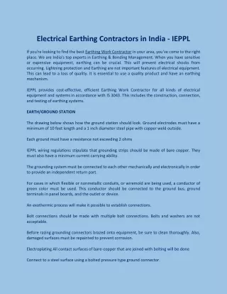 Electrical Earthing Contractors in India