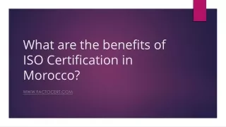 What are the benefits of ISO Certification in Morocco