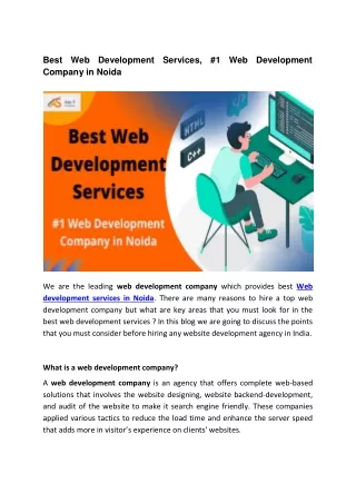 Best Web Development Services, #1 Web Development Company in Noida