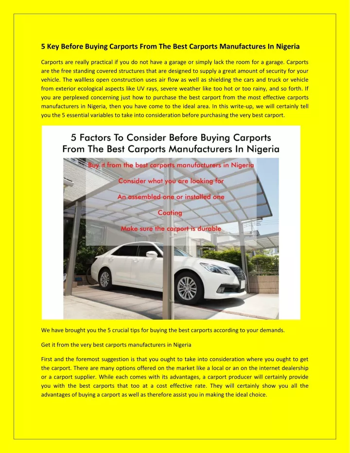 5 key before buying carports from the best
