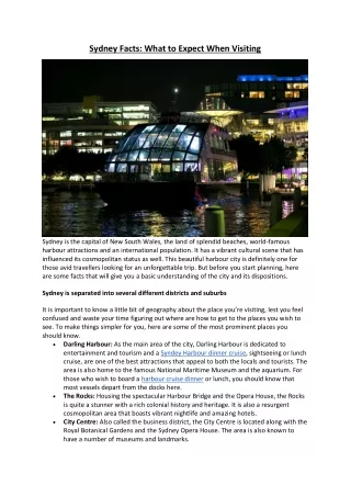Sydney Facts What to expect when visiting
