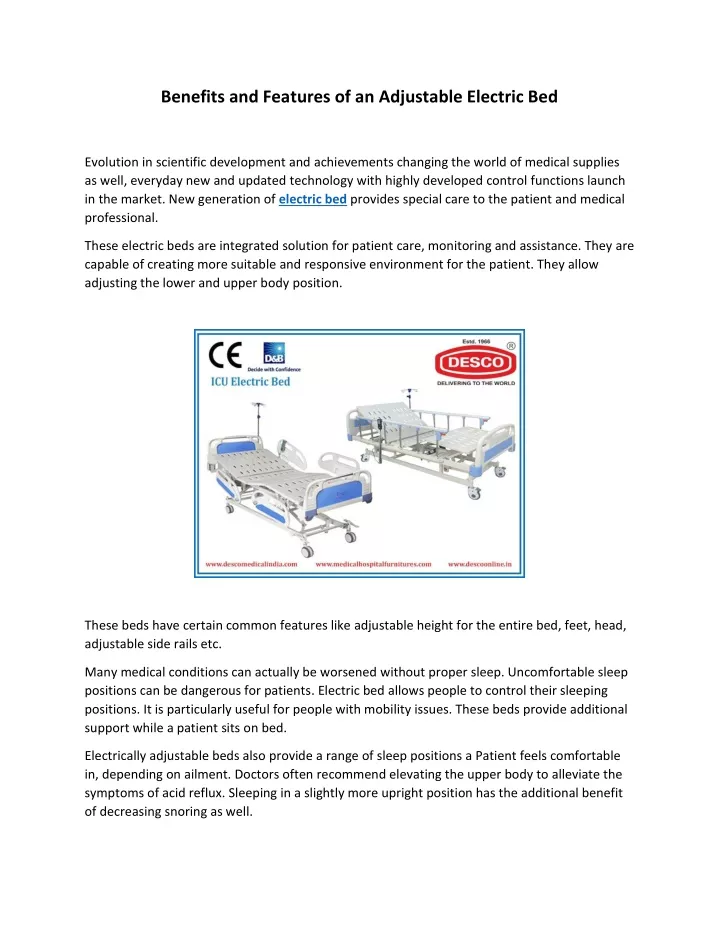 benefits and features of an adjustable electric