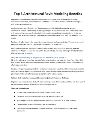 Top 5 Architectural Revit Modeling Benefits