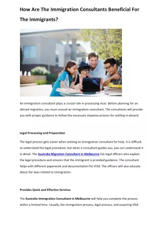 How Are The Immigration Consultants Beneficial For The Immigrants?
