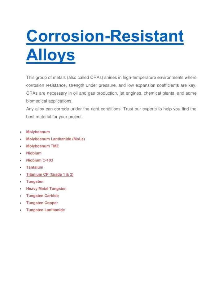 corrosion resistant alloys