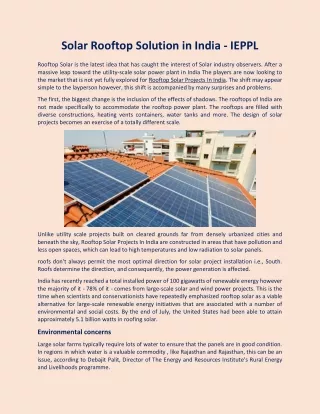 Rooftop Solar Projects In India