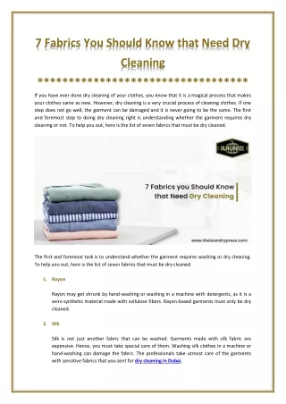 7 fabrics you should know that need dry