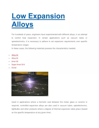 Low Expansion Alloys