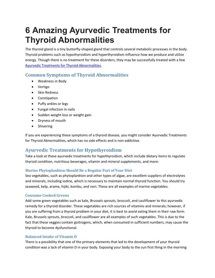 6 amazing ayurvedic treatments for thyroid