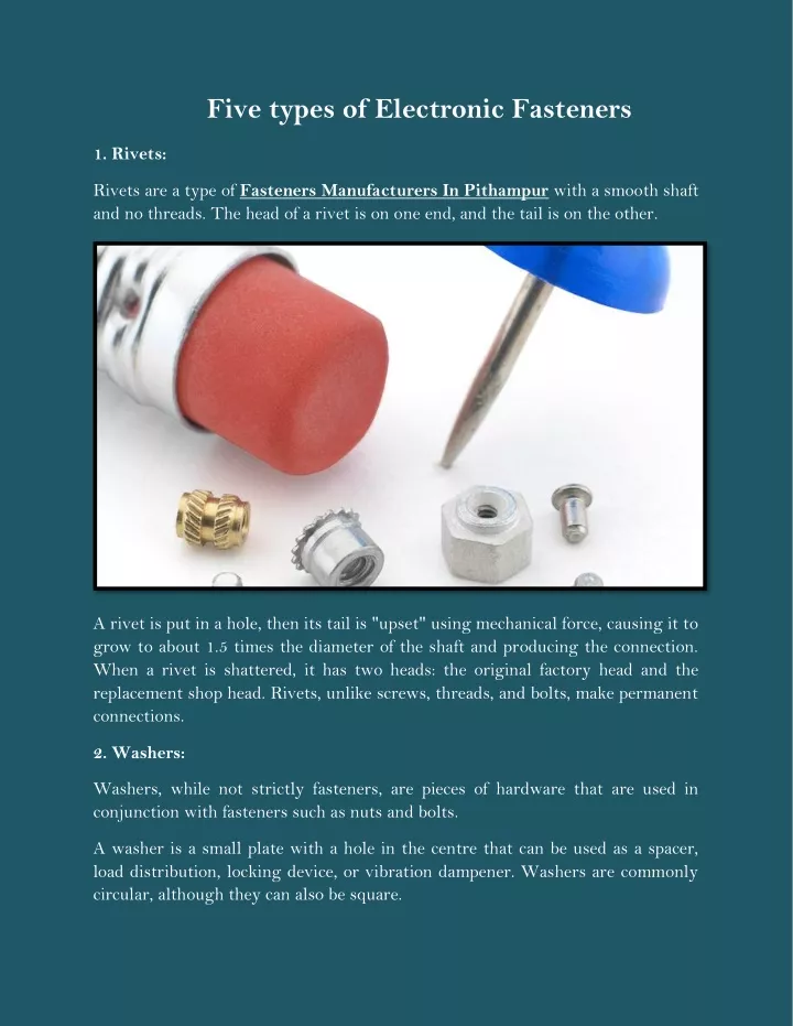 five types of electronic fasteners