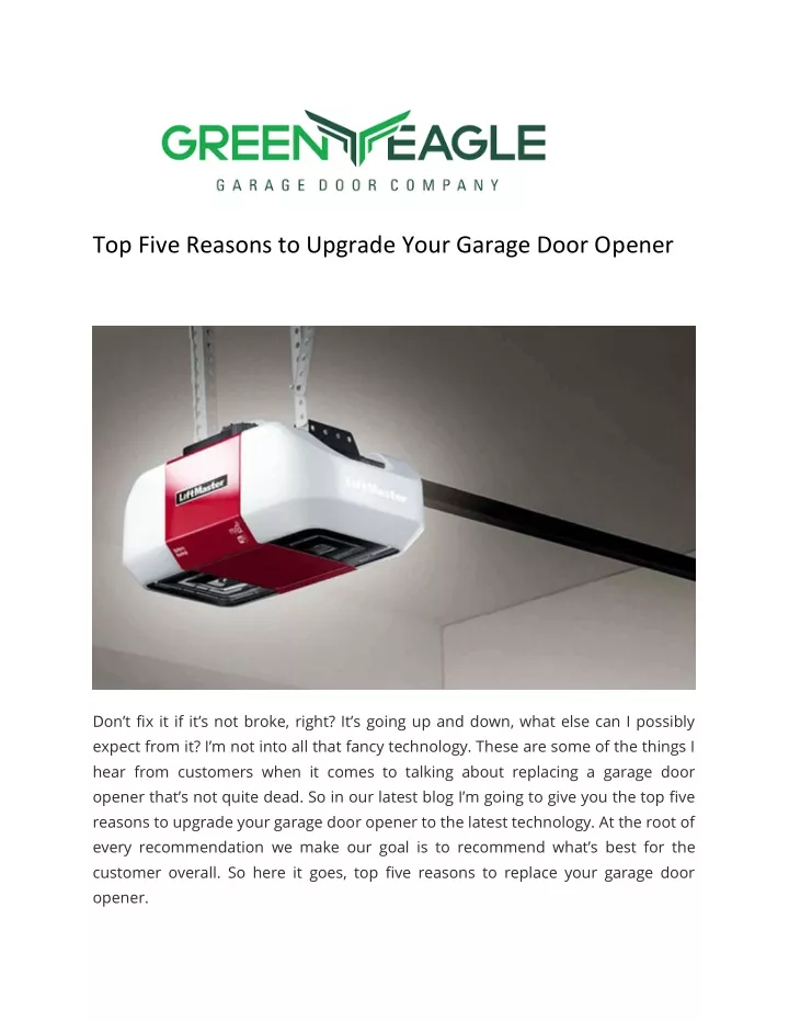 top five reasons to upgrade your garage door
