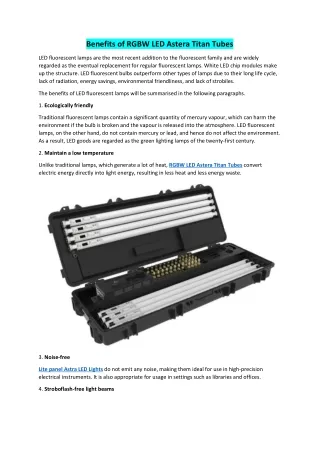 Benefits of RGBW LED Astera Titan Tubes