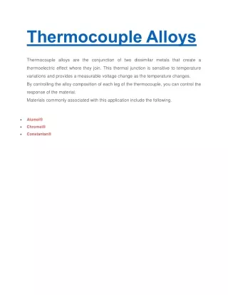 Thermocouple Alloys