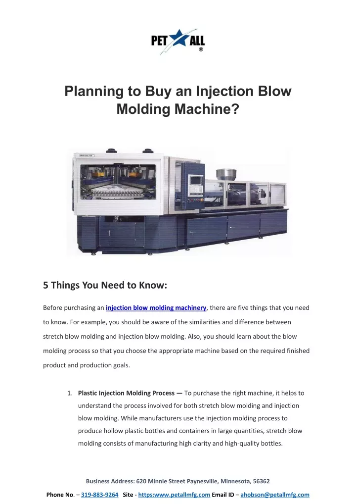 planning to buy an injection blow molding machine