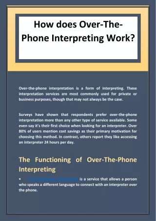 How does Over-The-Phone Interpreting Work