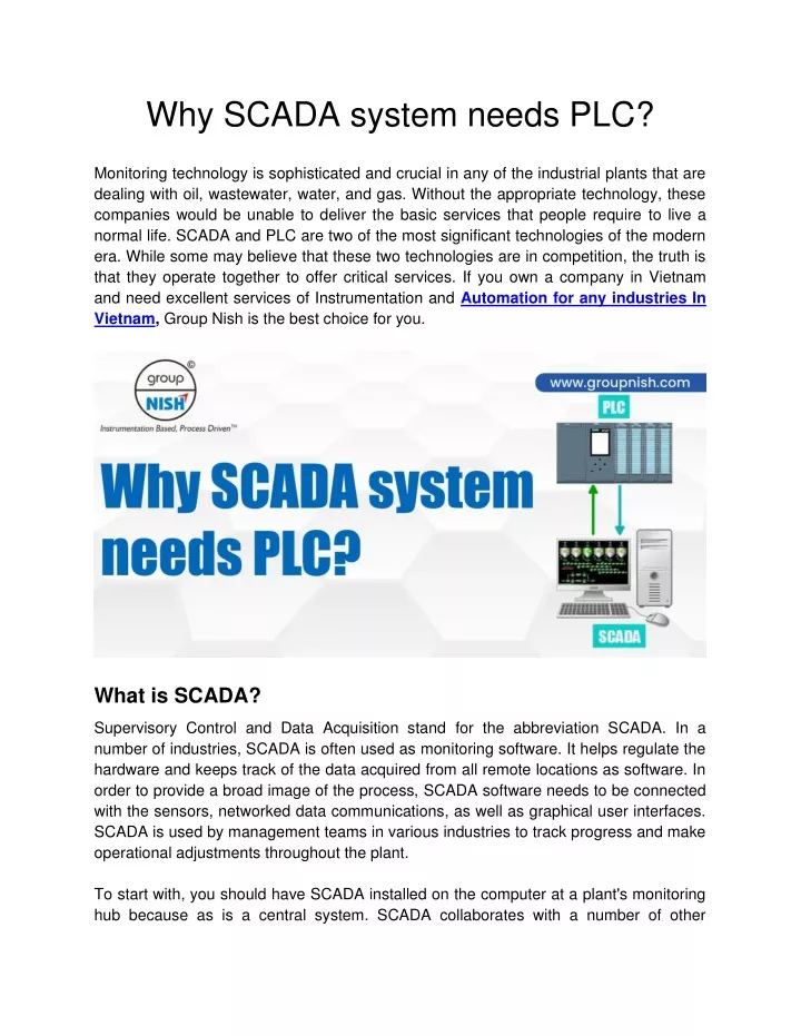 why scada system needs plc