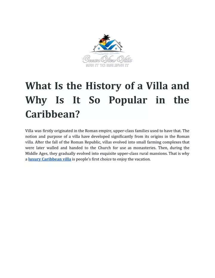 what is the history of a villa