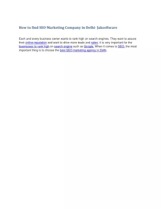 How to find SEO Marketing Company in Delhi