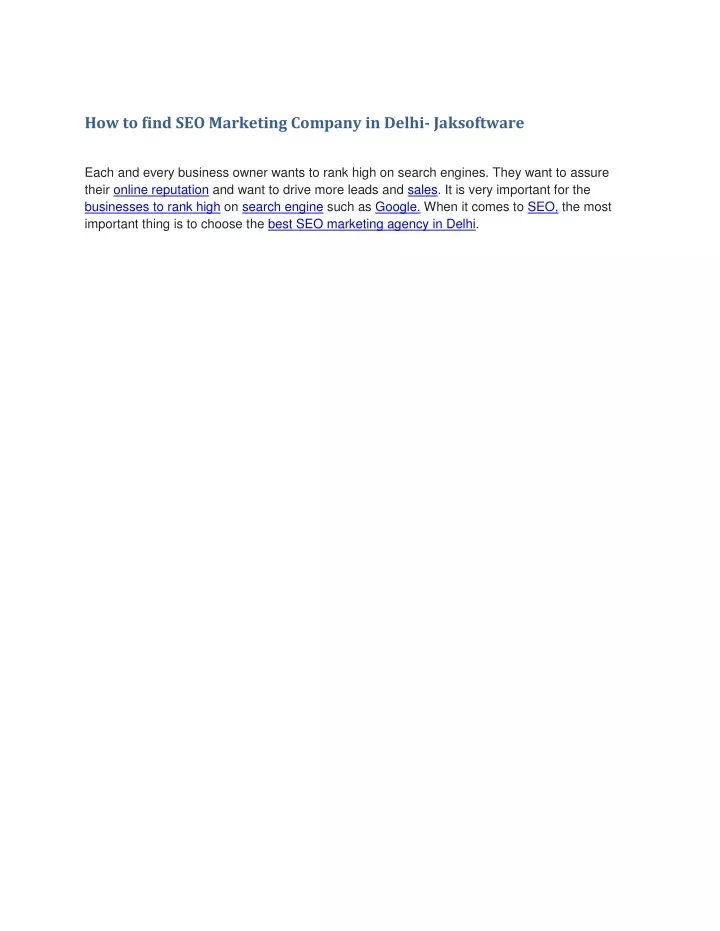 how to find seo marketing company in delhi
