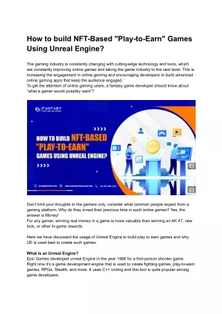 how to build nft based play to earn games using