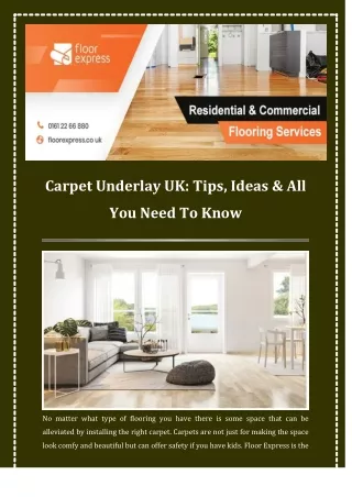 Carpet Underlay UK Tips, Ideas And All You Need To Know