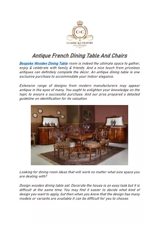 Antique French Dining Table And Chairs