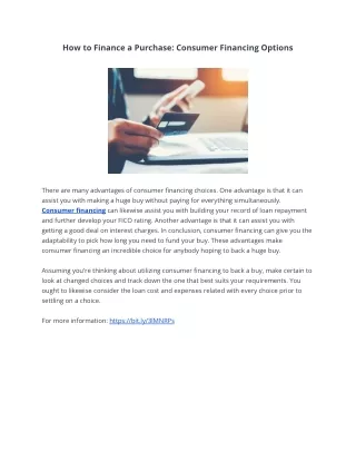 how to finance a purchase consumer financing