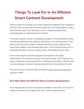 things to look for in an efficient smart contract