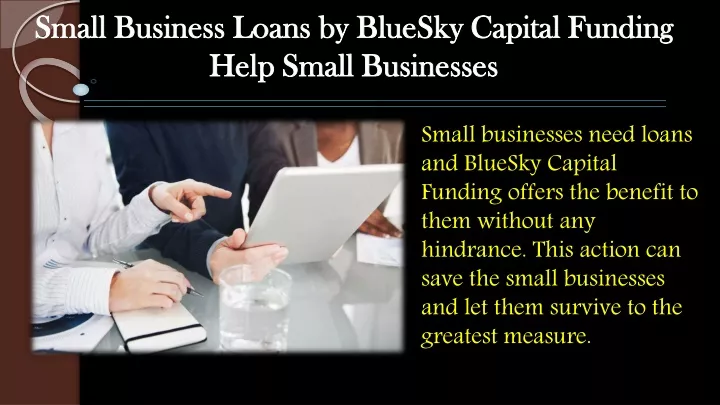 small business loans by bluesky capital funding