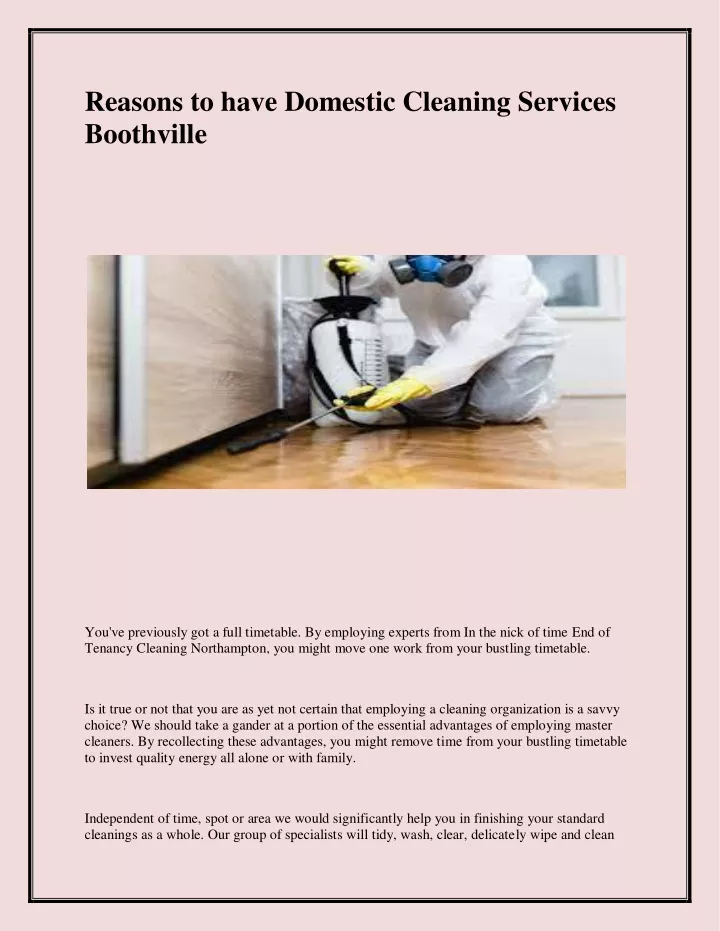 reasons to have domestic cleaning services