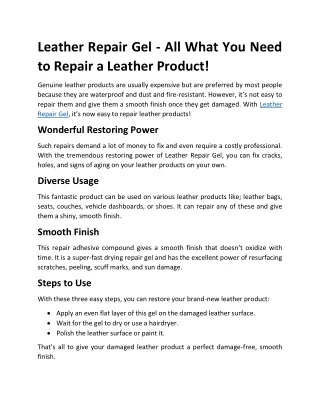(clickandbuyzone.com)---Article 9---Leather Repair Gel - All What You Need to Repair a Leather Product!