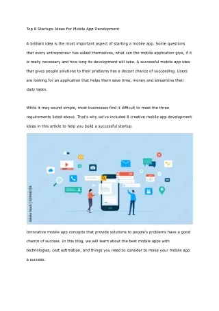 top 8 startups ideas for mobile app development