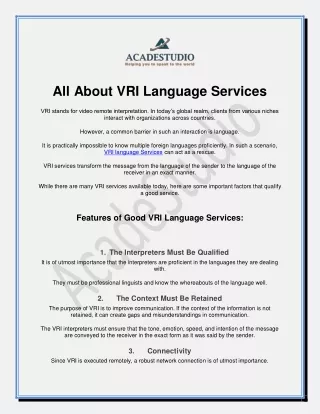 All About VRI Language Services