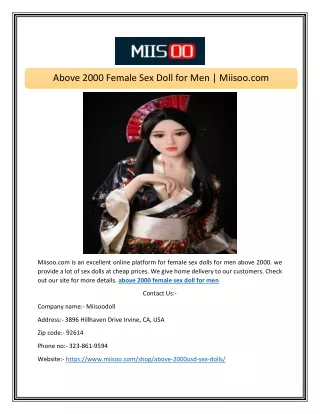 Above 2000 Female Sex Doll for Men  Miisoo.com