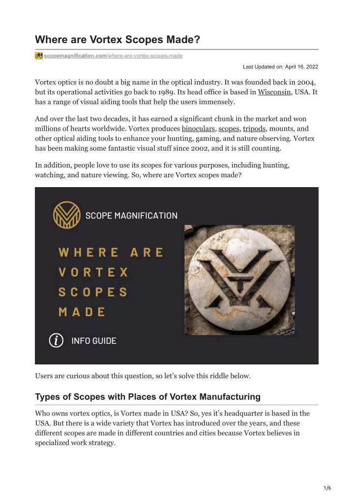 where are vortex scopes made