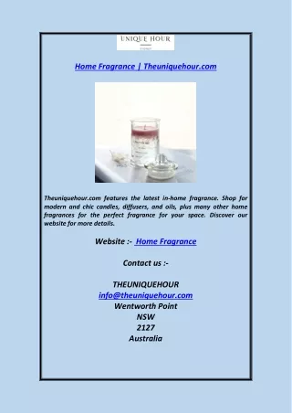 Home Fragrance Theuniquehour.com