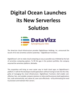 DigitalOcean Launches its New Serverless Solution