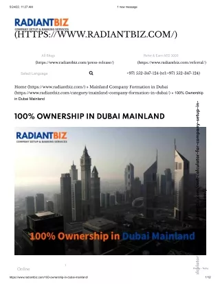 100% ownership in Dubai Mainland