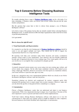 top 5 concerns before choosing business