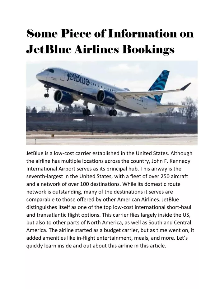 some piece of information on jetblue airlines