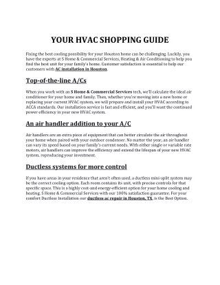 YOUR HVAC SHOPPING GUIDE