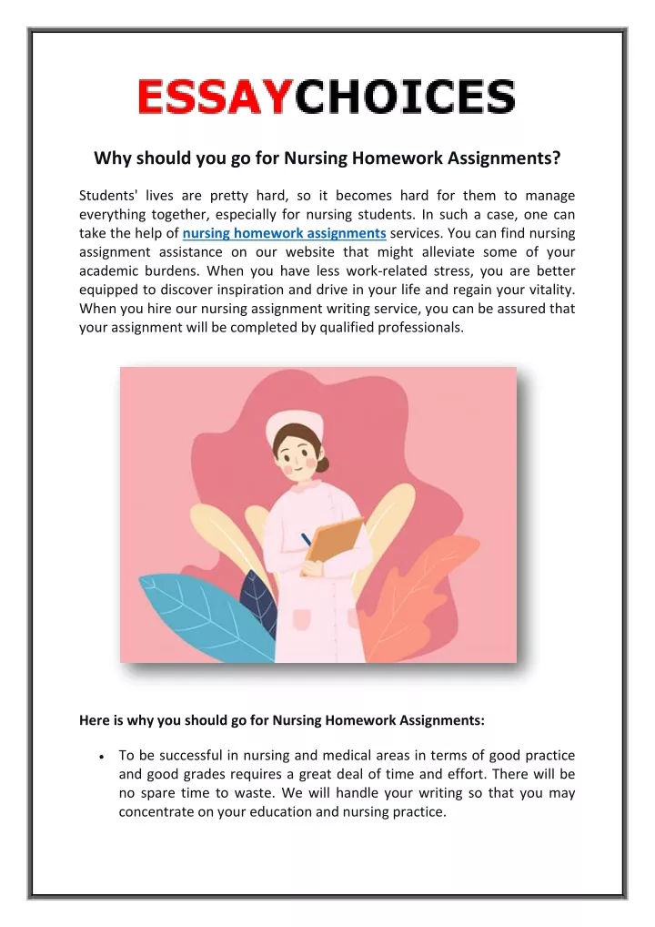 why should you go for nursing homework assignments