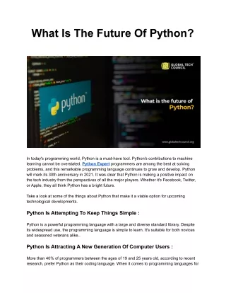 What Is The Future Of Python ?